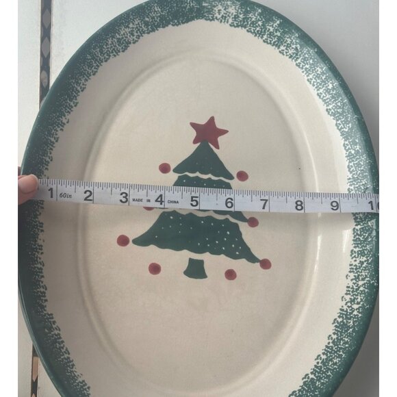 Ceramic 2-pc. Winter Holidays Christmas Tree Candle Holder and Dish Platter-READ - Picture 11 of 16